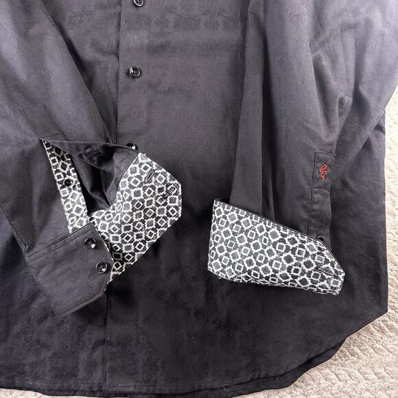 Robert Graham Knowledge Wisdom Truth Men Black Textured Button Up Shirt Sz XL - Picture 5 of 16